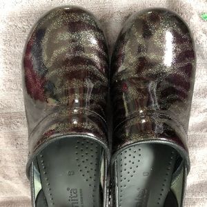 Sanita clogs worn once! Holographic glitter!